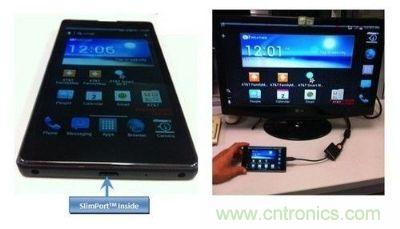 SlimPort支持新一代智能機(jī)和平板電腦連接至任何高清顯示設(shè)備，并兼容MyDP標(biāo)準(zhǔn)