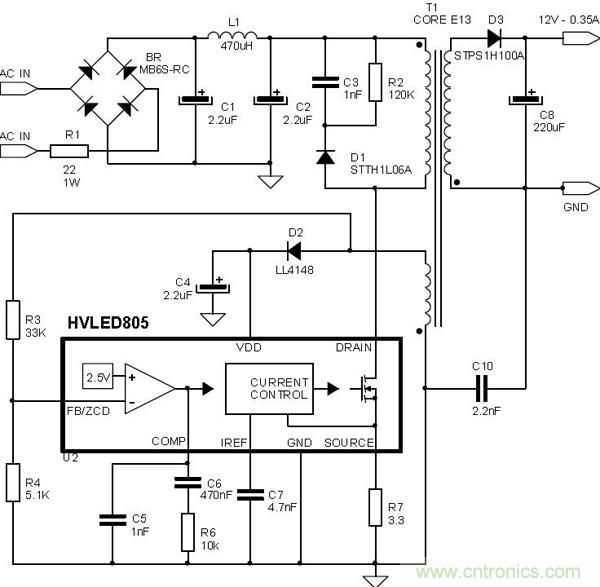 首個(gè)最簡單、器件最少的LED驅(qū)動電路設(shè)計(jì)