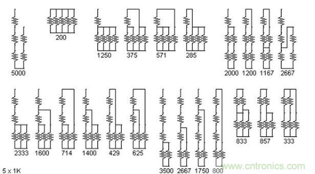 5個電阻我想出了23種組合。還有其它組合嗎？