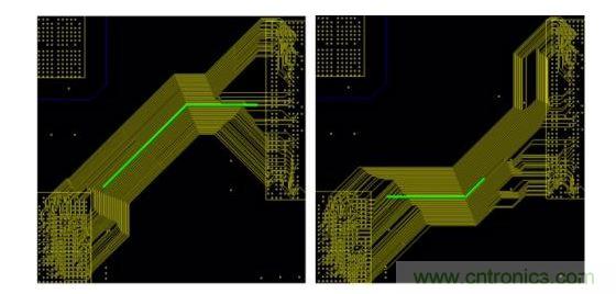 這是一個(gè)使用已打包布線樣式的示例。布線的方向由設(shè)計(jì)師的草圖來決定。