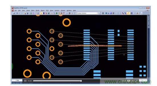 設(shè)計(jì)師在另一層上粗略繪制出一條直線路徑，如橙色所標(biāo)示
