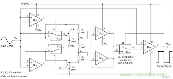 圖1：自適應(yīng)施密特觸發(fā)器。
