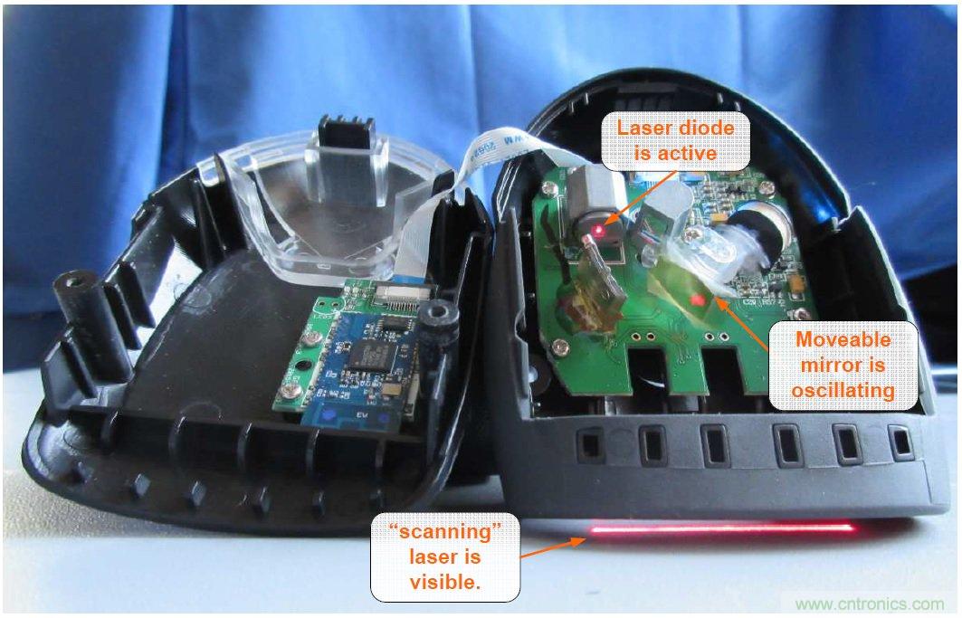 拆解45美元的藍(lán)牙無線條碼掃描槍，發(fā)現(xiàn)里面鏡中有鏡