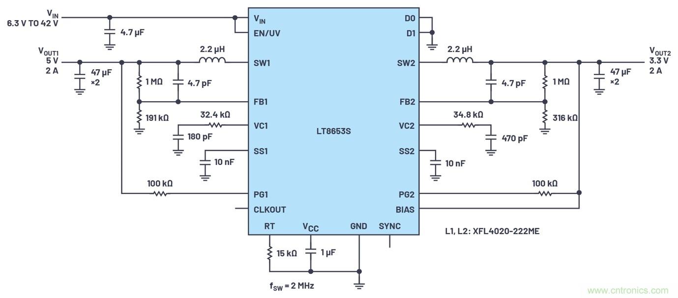 具有6.2 &micro;A靜態(tài)電流的雙通道、42 V、2 A、單片、同步降壓型Silent Switcher 2穩(wěn)壓器